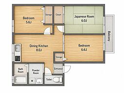 グレースハイム 3DKの間取図画像