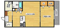 ヴァンレーベ 1LDKの間取図画像