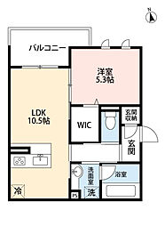 D-ROOM中筋2 1LDKの間取図画像