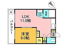 クィーンヤード長束 1LDKの間取図画像