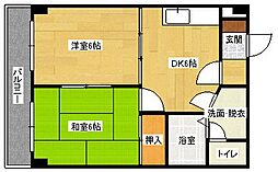 ソフィア祇園 2DKの間取図画像
