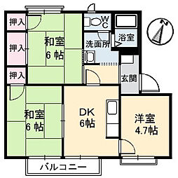 フレグランスよしだB 3DKの間取図画像