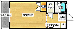 ABODE21 1Kの間取図画像