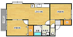 セジュール浅田 2LDKの間取図画像
