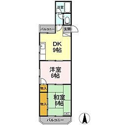 コーポ武内 2DKの間取図画像