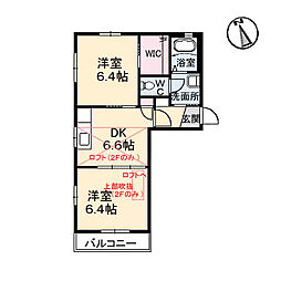 ベルヴュー長束1番館 2DKの間取図画像