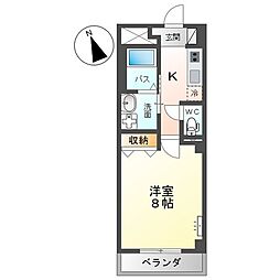 ベイリー舟入本町 1Kの間取図画像