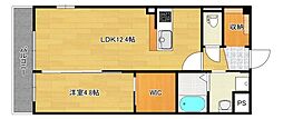 メルヴェーユ川内 1LDKの間取図画像