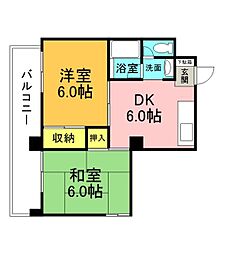 新庄グリーンコーポ 2DKの間取図画像