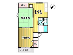 パレーシャル草津 2DKの間取図画像