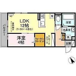 ソルイユ緑井 1LDKの間取図画像