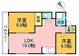第三山本ビル 2LDKの間取図画像