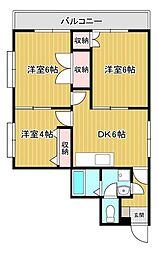 荻野ハイツ 3DKの間取図画像