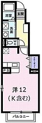 アヴェニュー・スクウェアB 1Kの間取図画像
