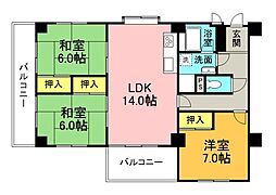 横川パークマンション 3LDKの間取図画像