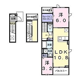 リバーサイド伴 2LDKの間取図画像