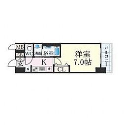 エステムコート広島国泰寺 1Kの間取図画像