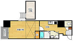 グラビスコート紙屋町 1Kの間取図画像