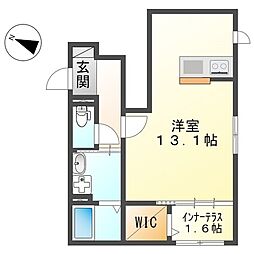プランドール ワンルームの間取図画像
