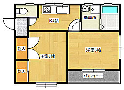 フローラ江波 2Kの間取図画像