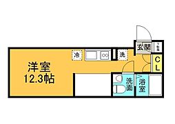 広島市東区牛田新町3丁目アパート ワンルームの間取図画像