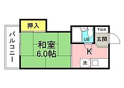 渡辺ビル 1DKの間取図画像