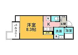 Lien Cort宇品 1Kの間取図画像