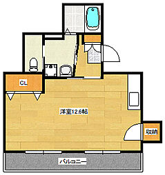 コーポ西翠 ワンルームの間取図画像