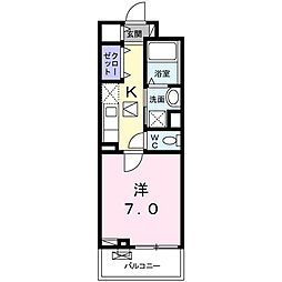 クレストコート 1Kの間取図画像