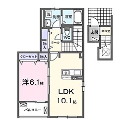 レーヴ旭2 1LDKの間取図画像