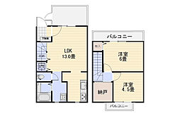 広島市安佐南区大町東3丁目タウンハウス 2LDKの間取図画像