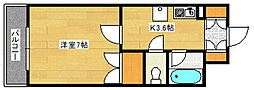 みなみまち 1Kの間取図画像