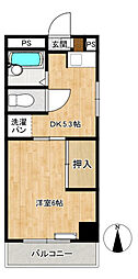 パークサイド茶木 1DKの間取図画像