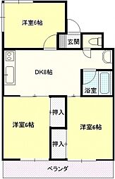 門本マンション 3DKの間取図画像