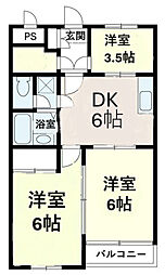 シティハイツ祇園 3DKの間取図画像