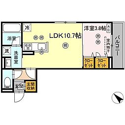 D-Axis東雲本町 1LDKの間取図画像