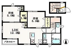 ラシュレ 2階2LDKの間取り