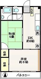 エーデルハイム 2階2DKの間取り