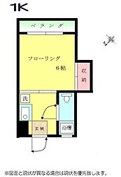 渡辺マンション 1Kの間取図画像