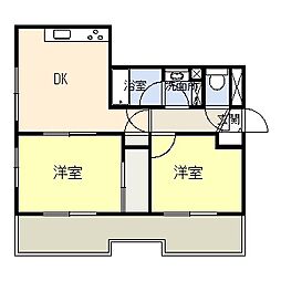 鶴見フーガ 2DKの間取図画像