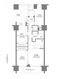 朝日八王子マンション 2SLDKの間取図画像