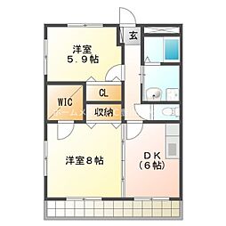 ブロードタウン大崎B 2DKの間取図画像