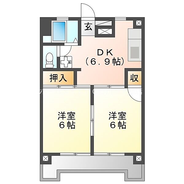 ｓａｒａｓｏｔａ　ＲＯＷＡ ｜愛知県豊川市末広通1丁目(賃貸マンション2DK・6階・39.74㎡)の写真 その2