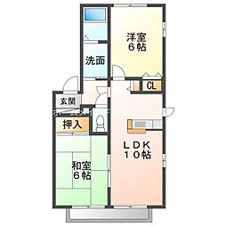 ビューテラス佐野A 2LDKの間取図画像