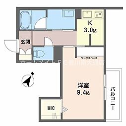 クリザンテーム 1Kの間取図画像