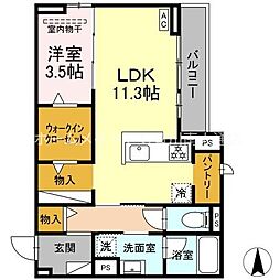 D-avance 西塚 1LDKの間取図画像