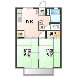 サンシティ寺部A 2DKの間取図画像