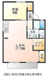 セジュール東山B 1LDKの間取図画像