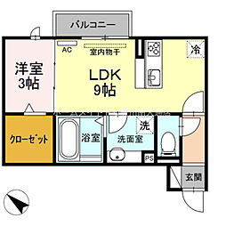ガーデンパーク 1LDKの間取図画像