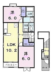 スイートピー・テラスハウスA 2LDKの間取図画像
